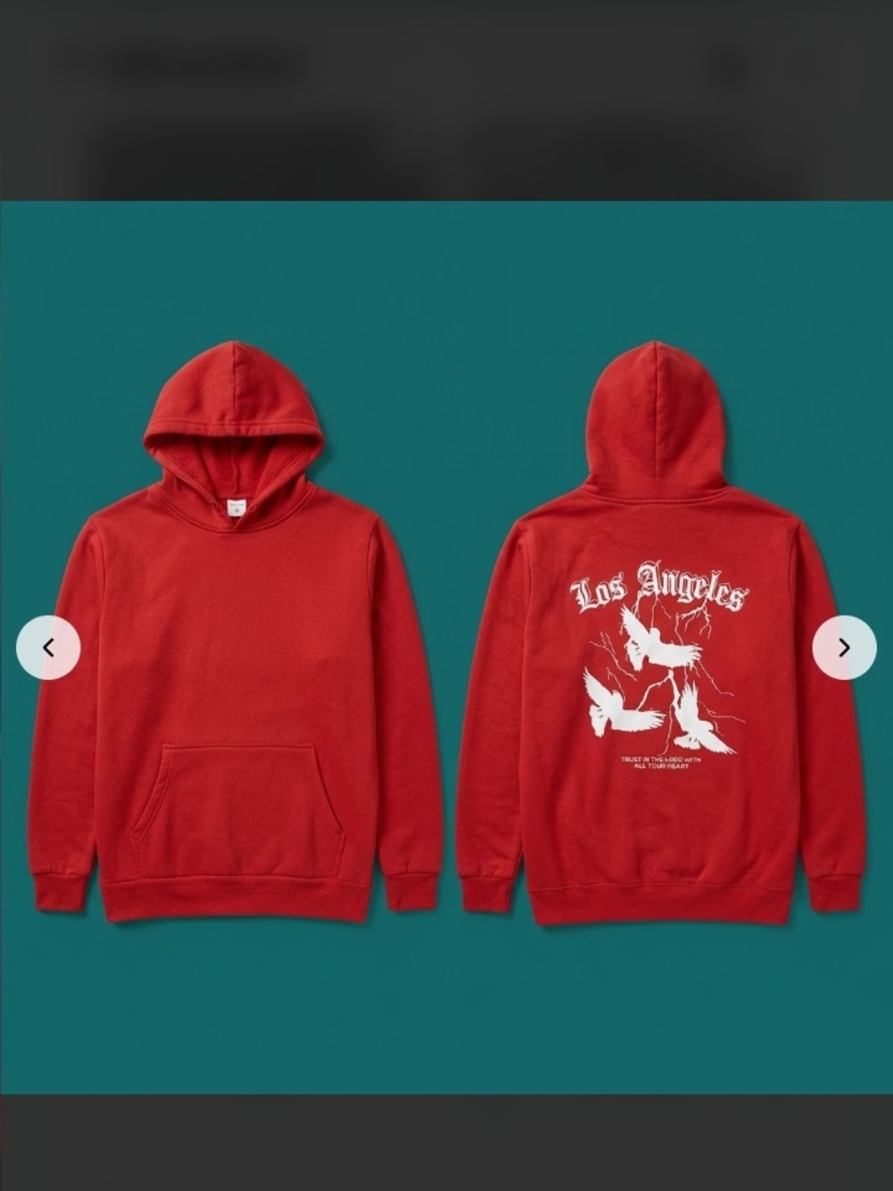 Red Los Angeles New Fashion Brand Graphic Hoodie Sweatshirt - Men's